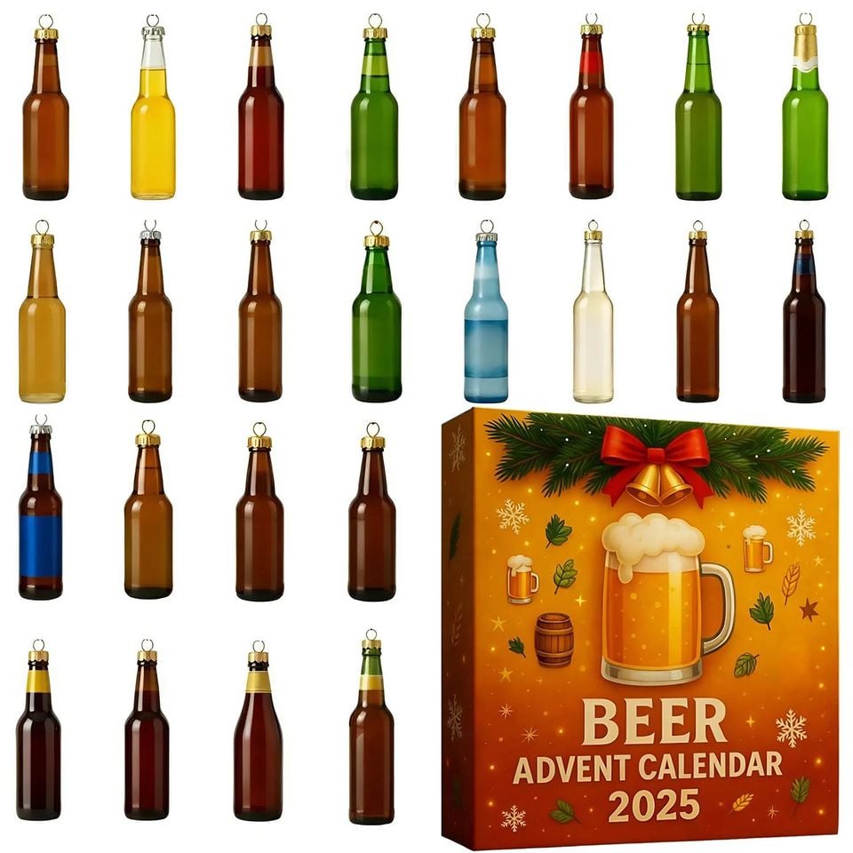 Beer Advent Calendar 2025, 24 Day Beer icon Figurines : Vintage Christmas Ornament Countdown