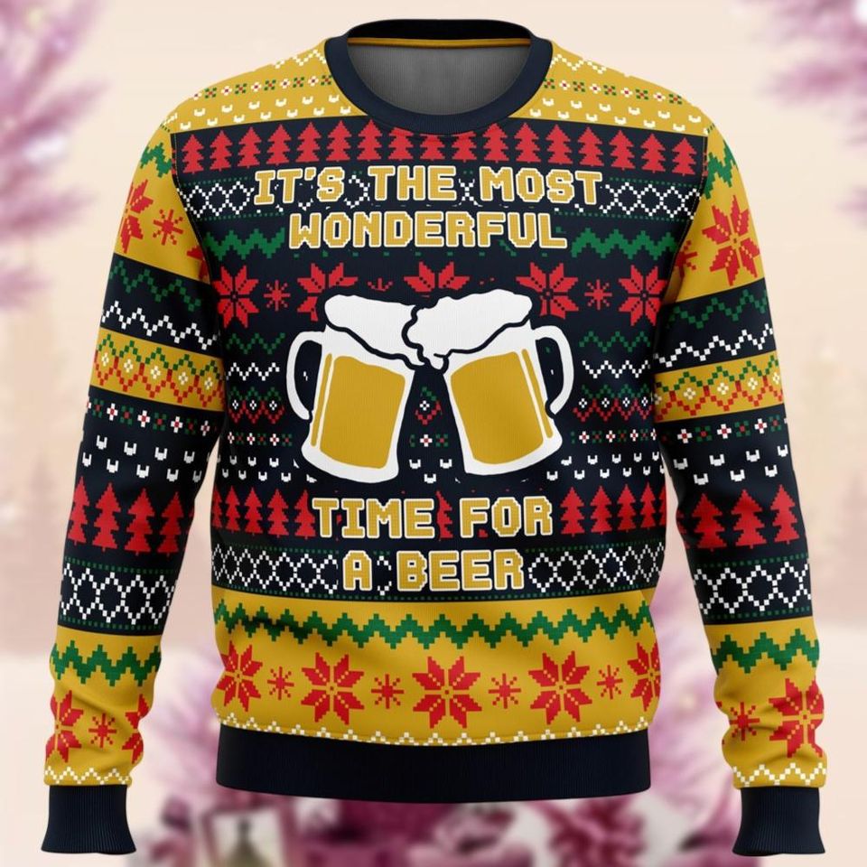 Beer Christmas Ugly Sweater, Drinking Beer Xmas Ugly Sweatshirts