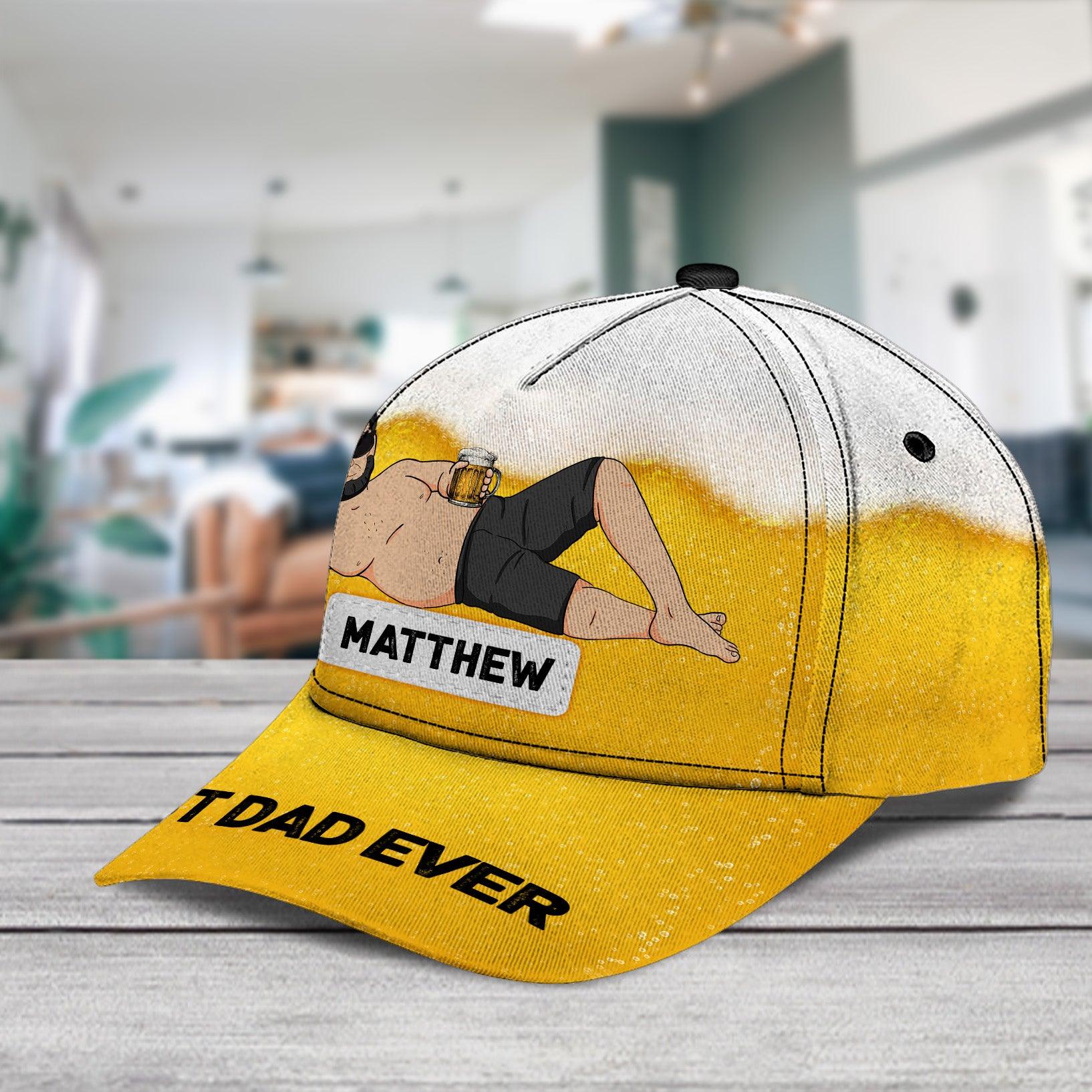 Beer Father Personalized Classic Cap, Personalized Gift for Dad, Papa, Parents, Father, Grandfather Trucker Hats Custom Hats Gifts For Men & Women