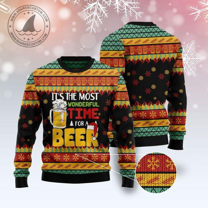 Beer Season Ugly Christmas Sweater Adult 3D Funny Matching for family