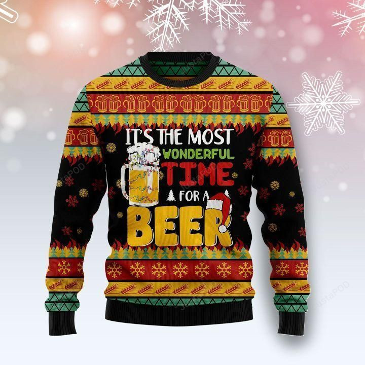 Beer Season Ugly Christmas Sweater Adult 3D Funny Matching for family