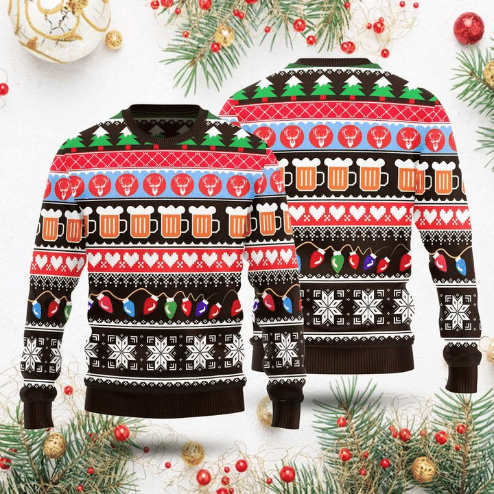 Beer Ugly Christmas Sweater Adult 3D Funny Matching for family