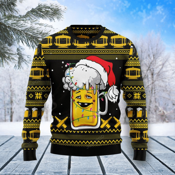 Beer Xmas Ugly Christmas Sweater Adult 3D Funny Matching for family