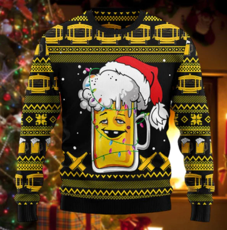 Beer Xmas Ugly Sweater, Time For Beer Ugly Christmas Sweater