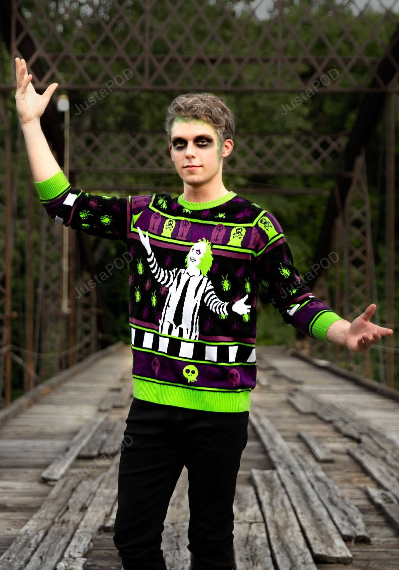 Beetlejuice Halloween Ugly Christmas Sweater Adult 3D Funny Matching for family