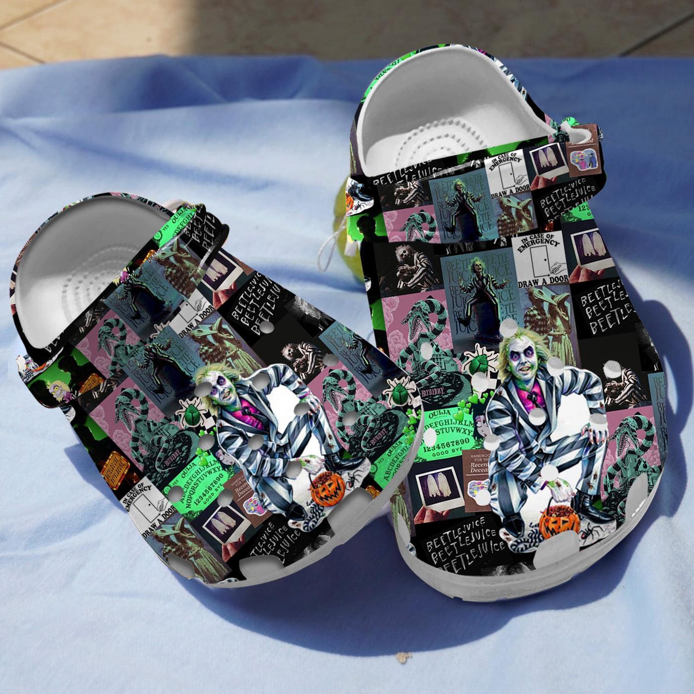 Beetlejuice Movie Crocs Crocband Clogs Shoes Comfortable For Men Women and Kids