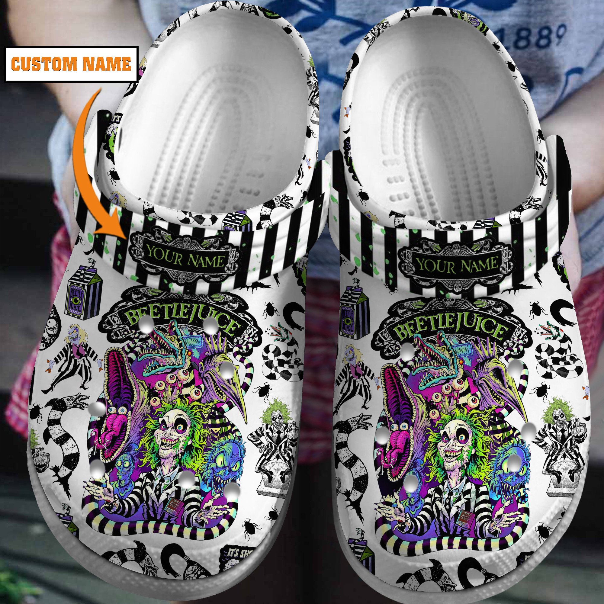 Beetlejuice Movie Crocs Crocband Clogs Shoes Comfortable For Men Women and Kids
