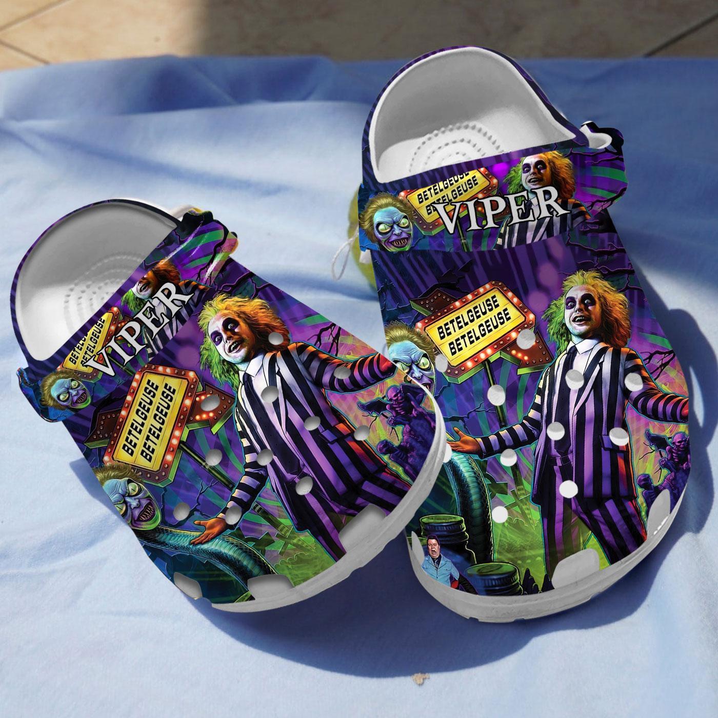 Beetlejuice Movie Crocs Crocband Clogs Shoes Comfortable For Men Women and Kids