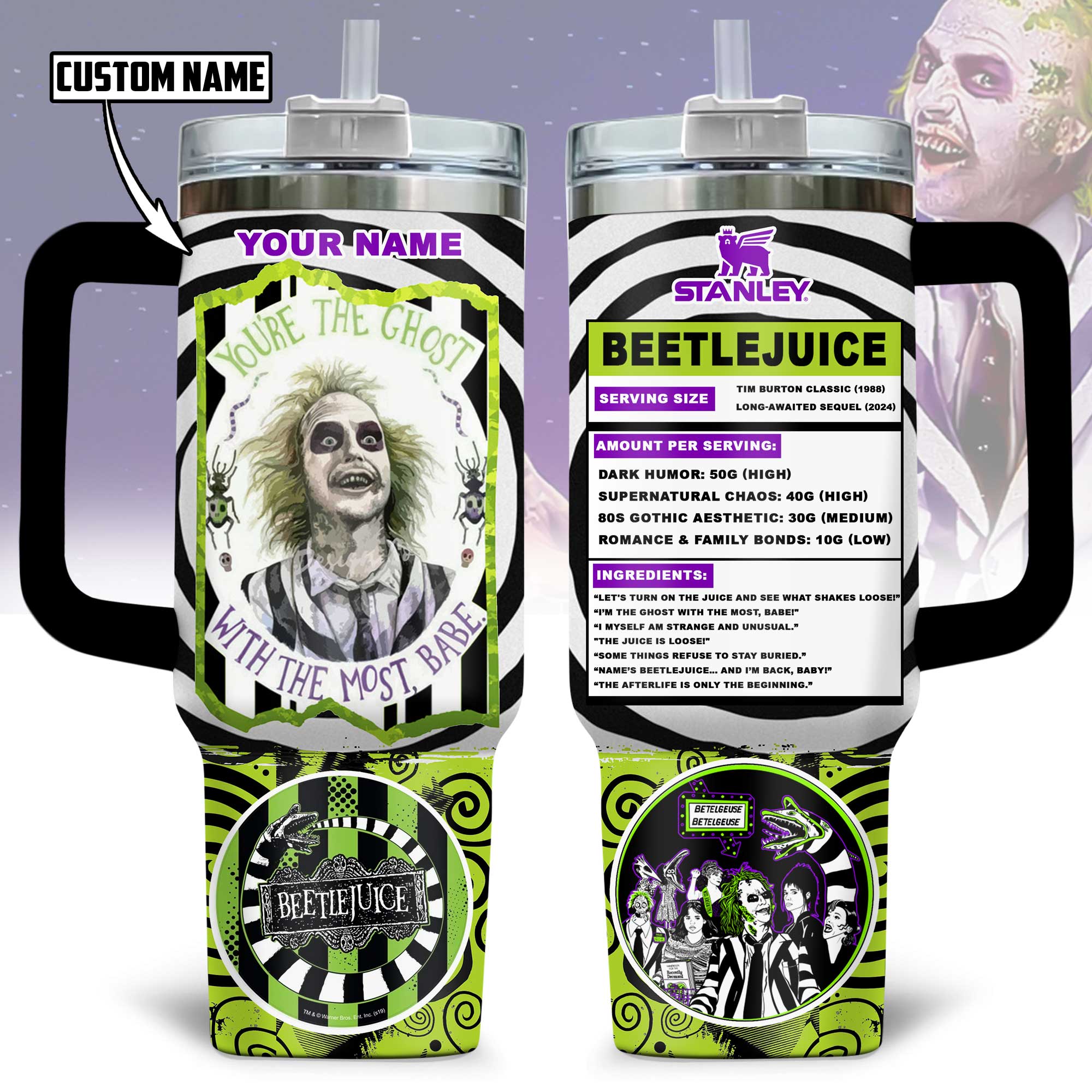 Beetlejuice Movies Custom Stanley Cup 40 oz 30 oz Tumbler With HandleTVC230193