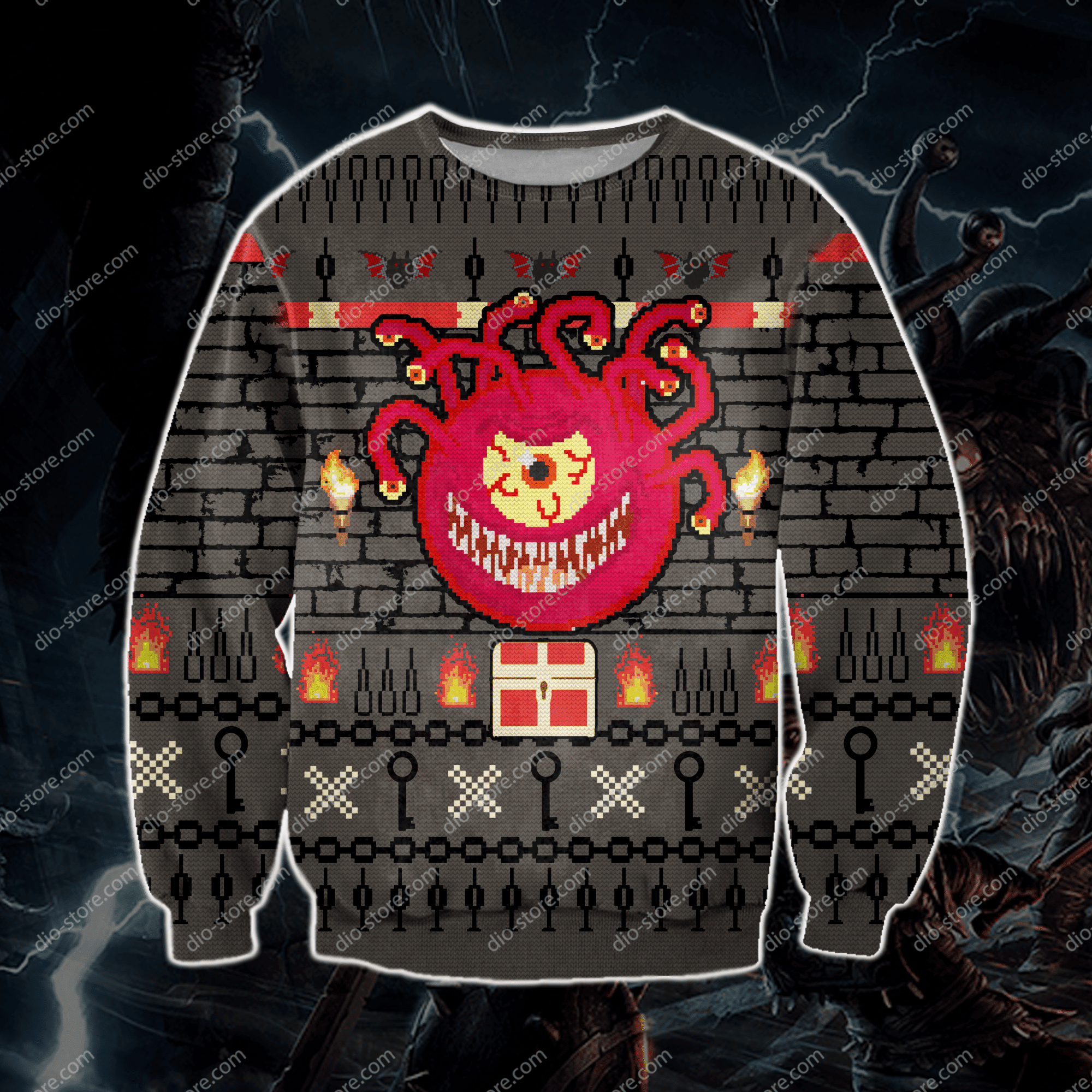 Beholder Ugly Christmas Sweater Adult 3D Funny Matching for family