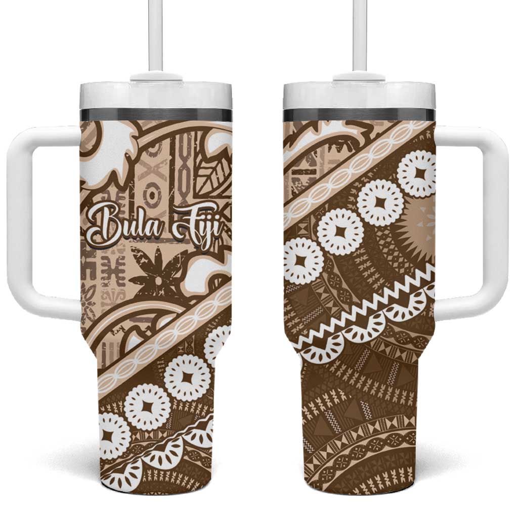 Beige Bula Fiji Fijian Language Week Tapa Cloth Pastel Custom Stanley Cup 40 oz 30 oz Tumbler With HandleTVC2301373