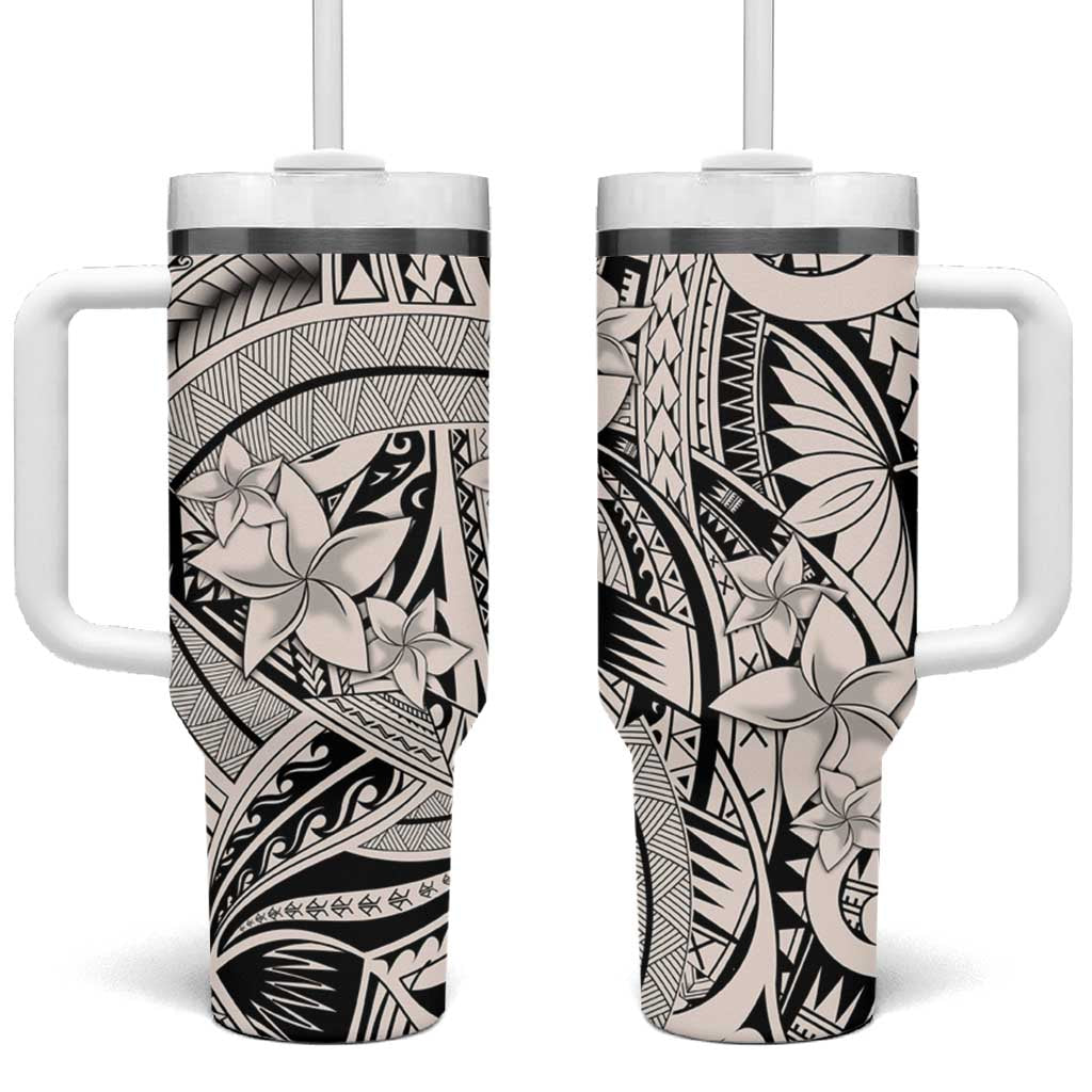 Beige Pacific Flowers Tribal Polynesian Custom Stanley Cup 40 oz 30 oz Tumbler With HandleTVC2301390