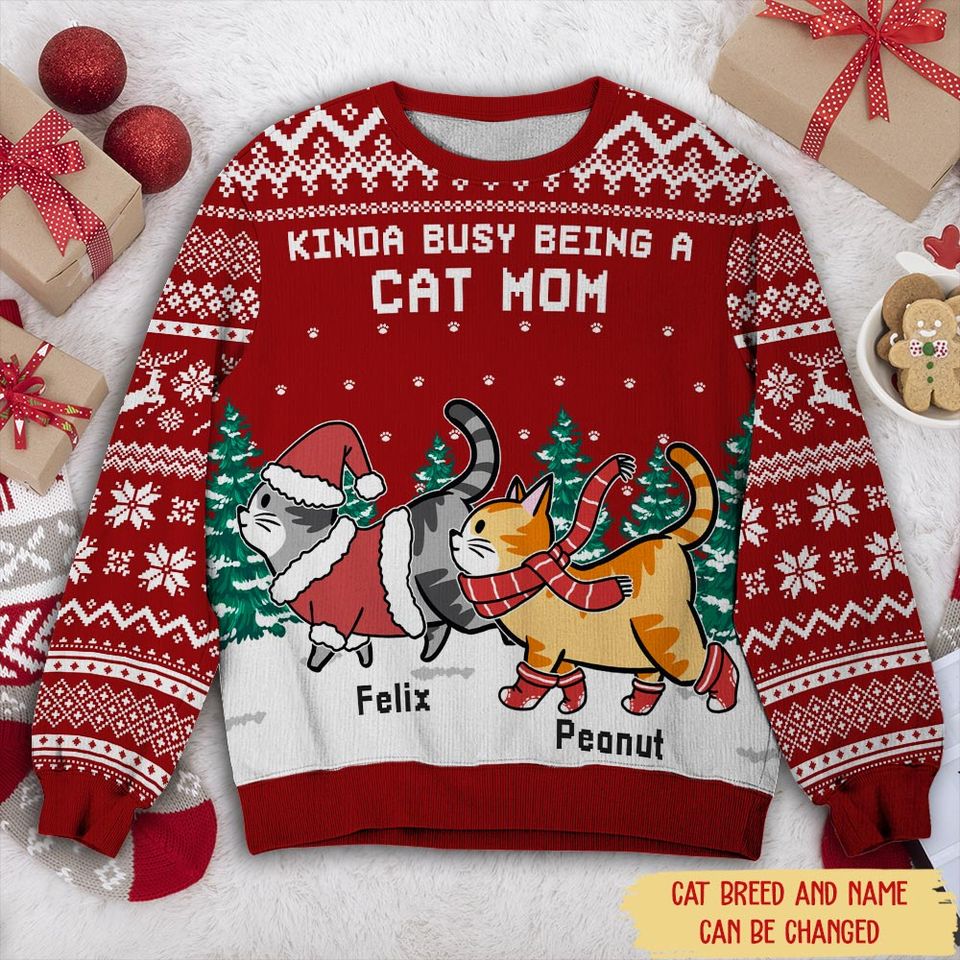 Being A Cat Mom - Personalized All-Over-Print Sweatshirt - Christmas Gift For Cat Lovers, Pet Lovers - Image 2