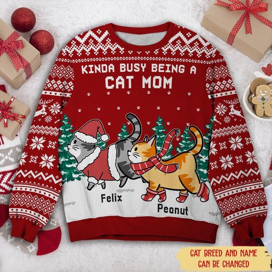 Being A Cat Mom - Personalized All-Over-Print Sweatshirt - Christmas Gift For Cat Lovers, Pet Lovers - Image 5