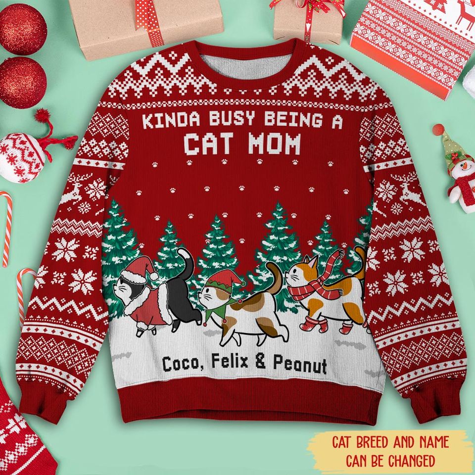 Being A Cat Mom - Personalized All-Over-Print Sweatshirt - Christmas Gift For Cat Lovers, Pet Lovers - Image 3