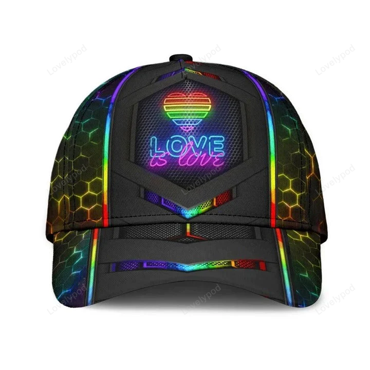 Bekind All Over Printing Baseball Cap For Gaymer, Love Is Never Wrong LGBT 3D Baseball Cap Hat Trucker Hats Custom Hats Gifts For Men & Women