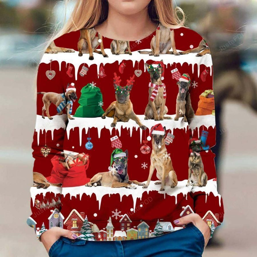 Belgian Malinois Ugly Christmas Sweater Adult 3D Funny Matching for family