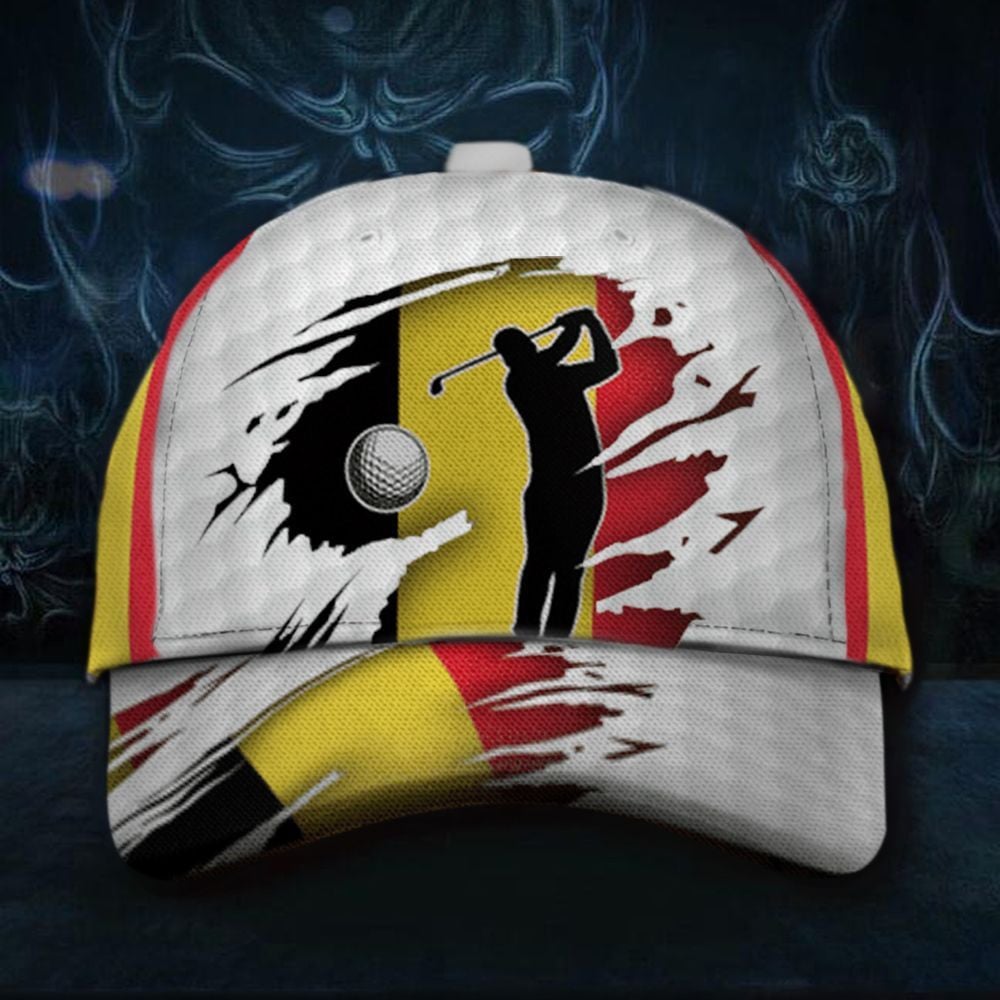 Belgium Flag Golfer Hat Print Graphic Patriotic Hats Best Golf Gifts For Dad Trucker Hats Custom Hats Gifts For Men & Women