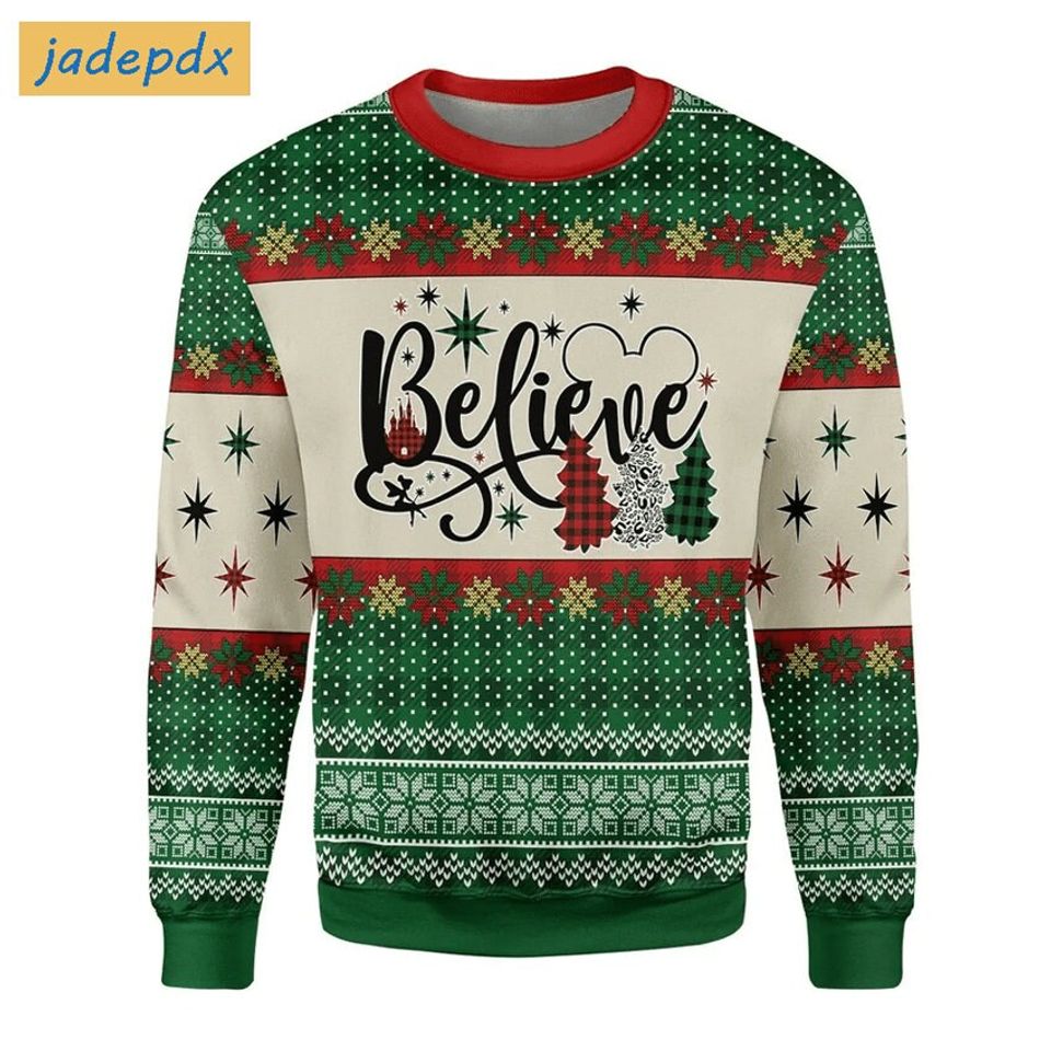 Believe Magic Christmas Tree Ugly Sweater