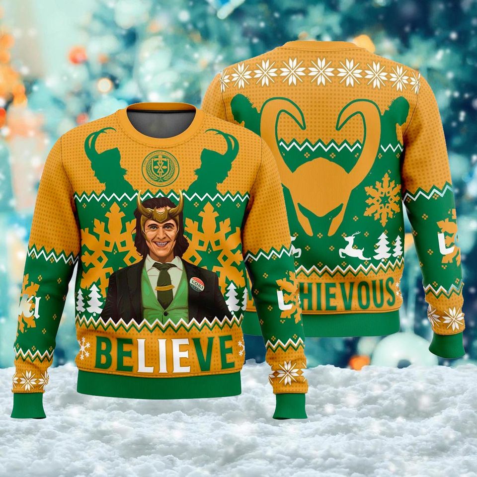Believe Mischief Movie Character Ugly Christmas Sweater