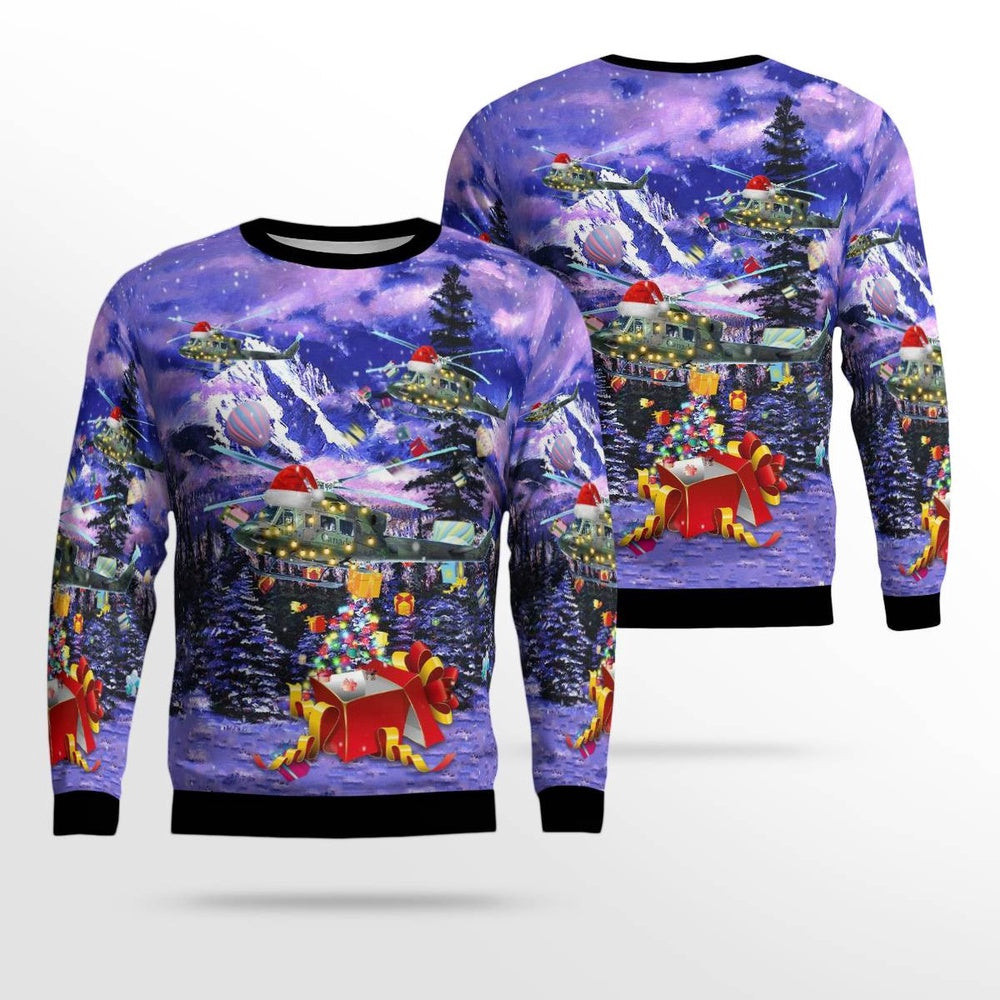 Bell CH-146 Griffon Christmas AOP Ugly Sweater Xmas Unisex Sweater Christmas Gifts for Men Women