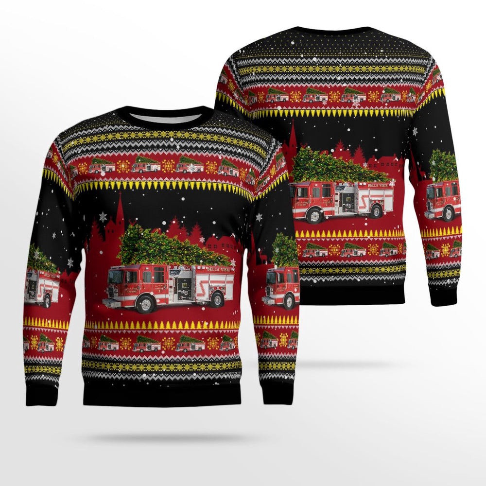 Bella Vista Arkansas Bella Vista Fire Department AOP Ugly Sweater Xmas Unisex Sweater Christmas Gifts for Men Women