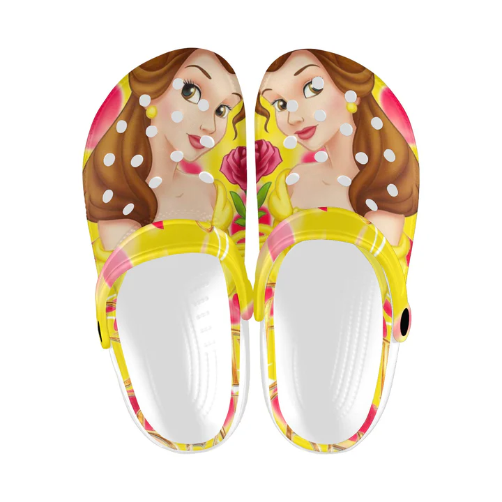 Belle Beauty And The Beast Cartoon Crocs Crocband Clogs Shoes Comfortable For Men Women and Kids