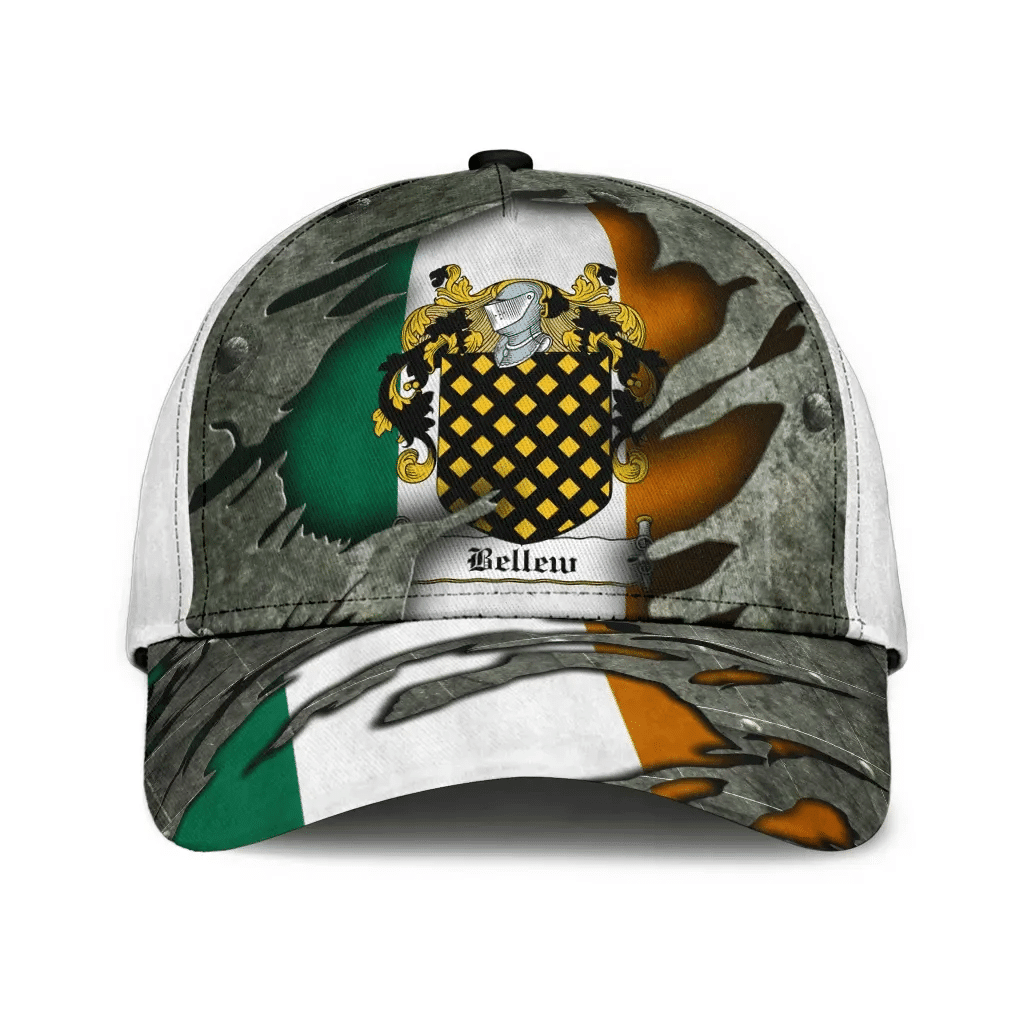 Bellew Coat Of Arms - Irish Family Crest Hat Classic Cap 3D Trucker Hats Custom Hats Gifts For Men & Women