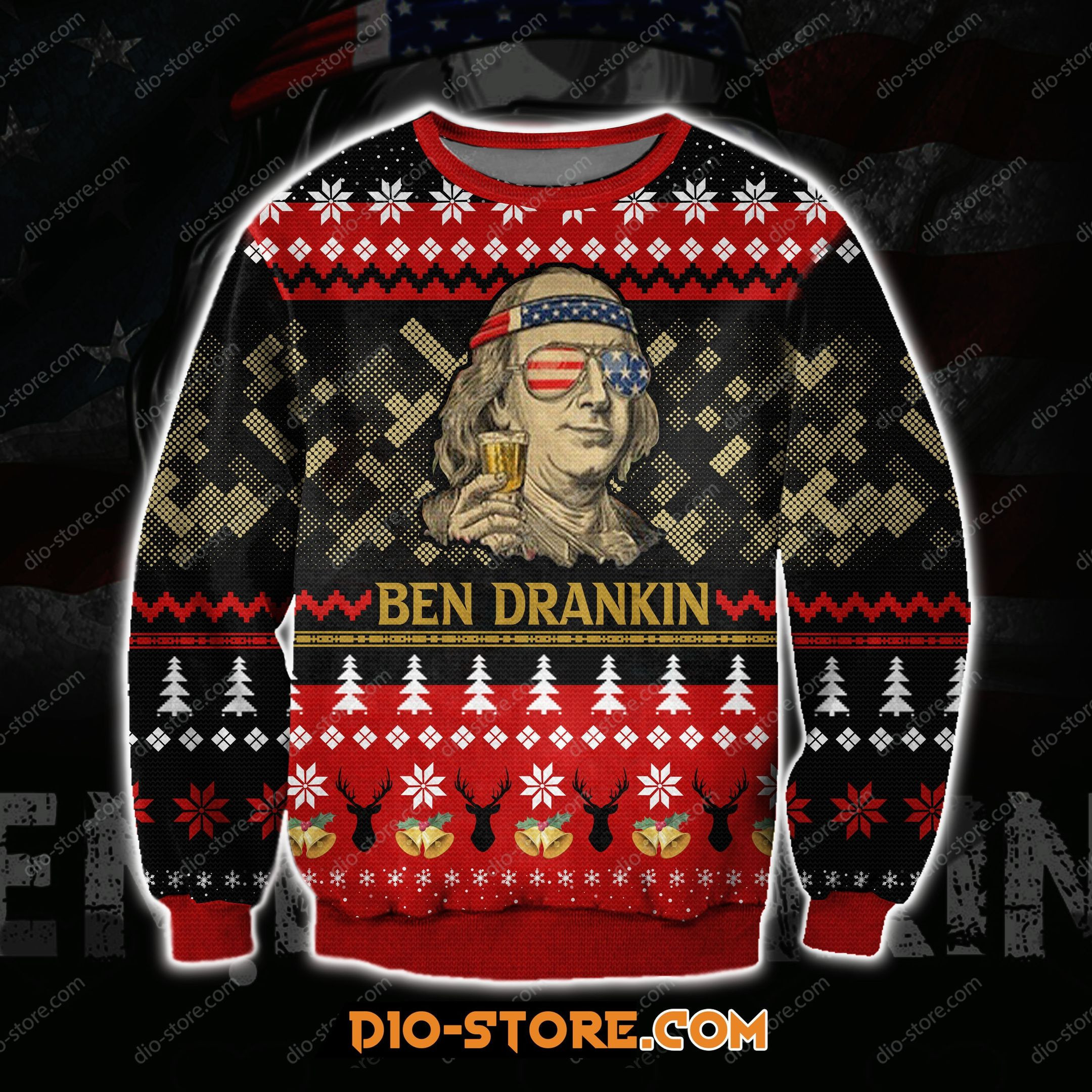 Ben Drankin Knitting Pattern For Unisex Ugly Christmas Sweater Adult 3D Funny Matching for family