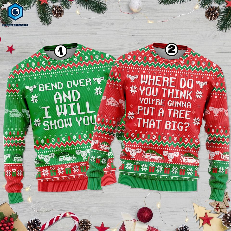 Bend Over and I'll Show You Christmas Couple Matching Sweaters, Christmas Sweater - Image 2