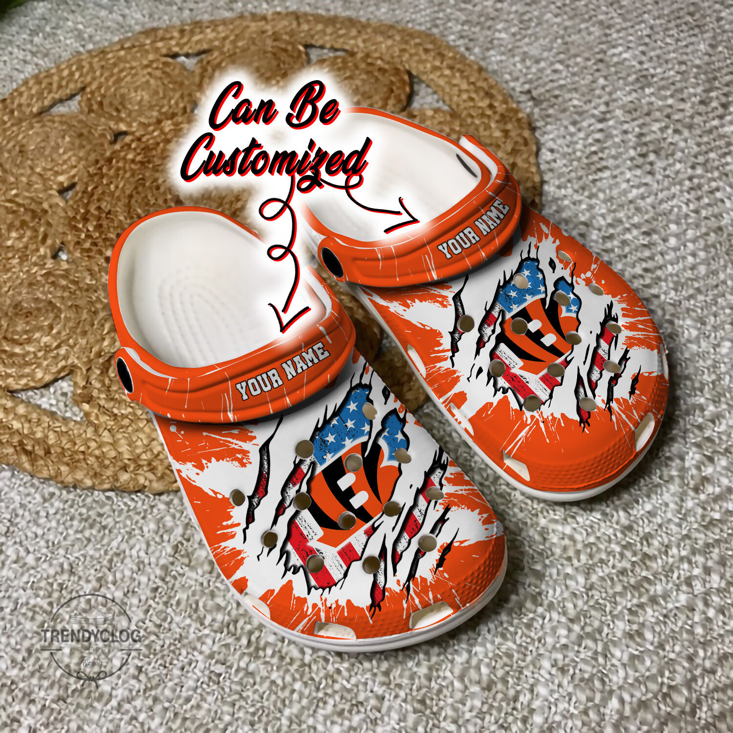 Bengals Football Clog Shoes Custom Name
