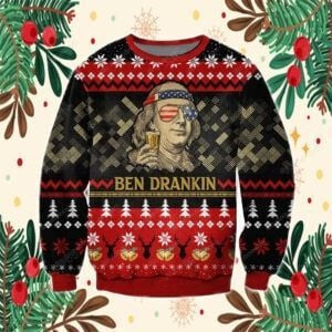 Benjamin Franklin Ugly Christmas Sweater Adult 3D Funny Matching for family