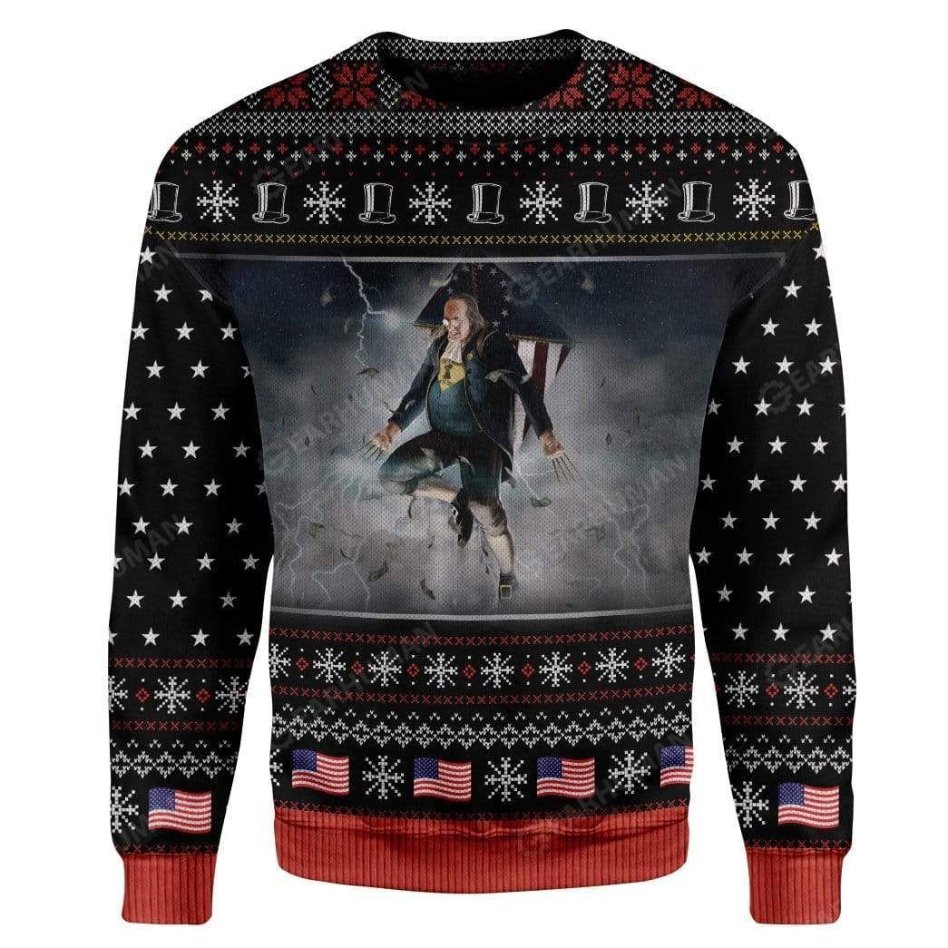 Benjamin Franklin Vs Zeus For Unisex Ugly Christmas Sweater Adult 3D Funny Matching for family