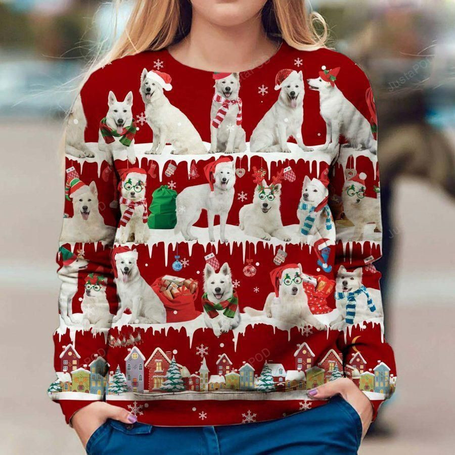 Berger Blanc Suisse Snow Christmas Ugly Christmas Sweater Adult 3D Funny Matching for family