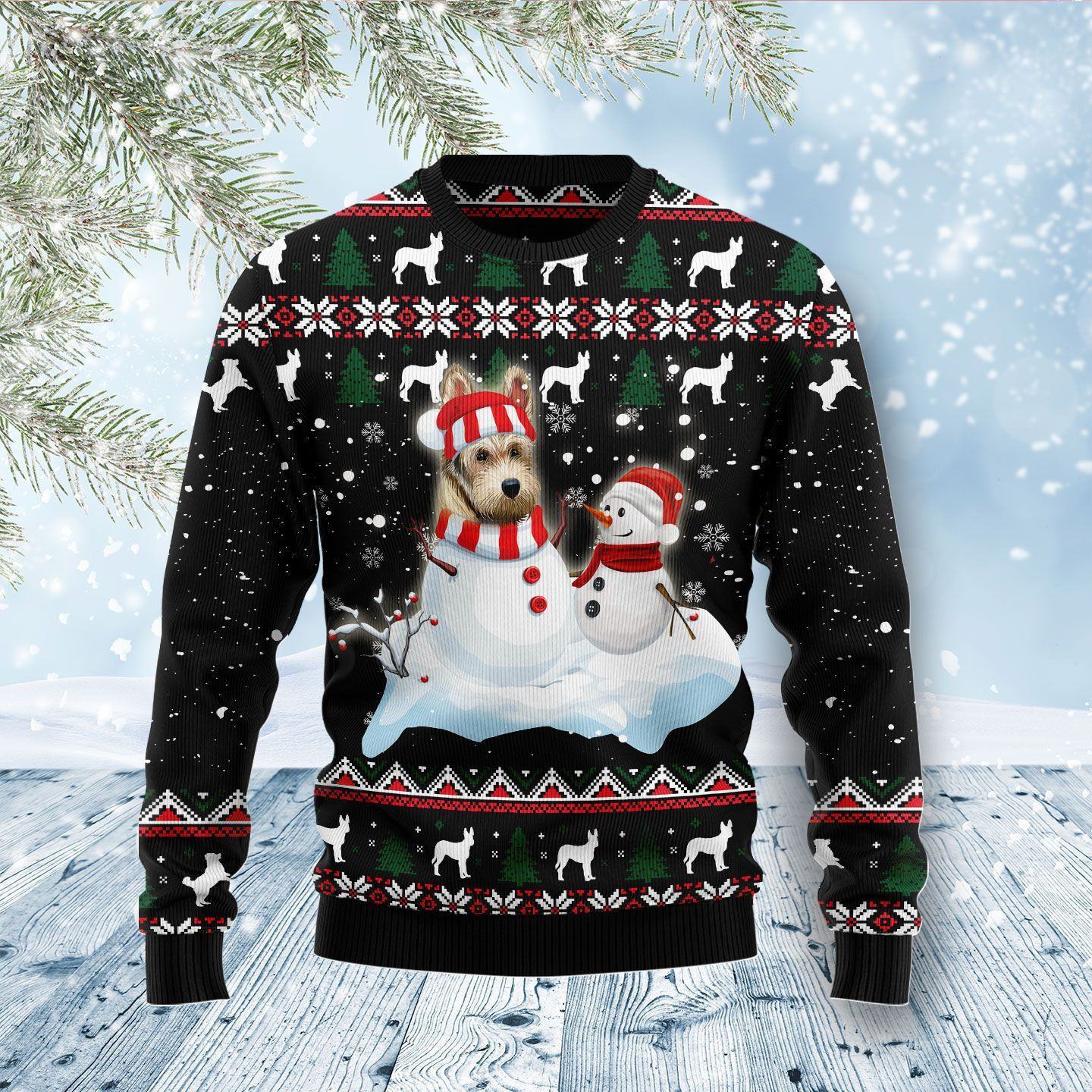 Berger Picard Dog Ugly Christmas Sweater Adult 3D Funny Matching for family