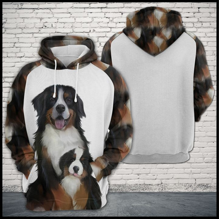 Bernese Mountain Dog Family 3D All Over Print Hoodie, Zip Hoodie