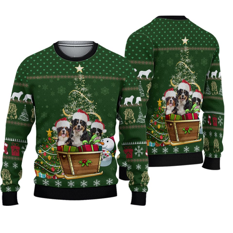 Bernese Mountain Dog Group Xmas Ugly Christmas Sweater, Christmas 3D Sweaters