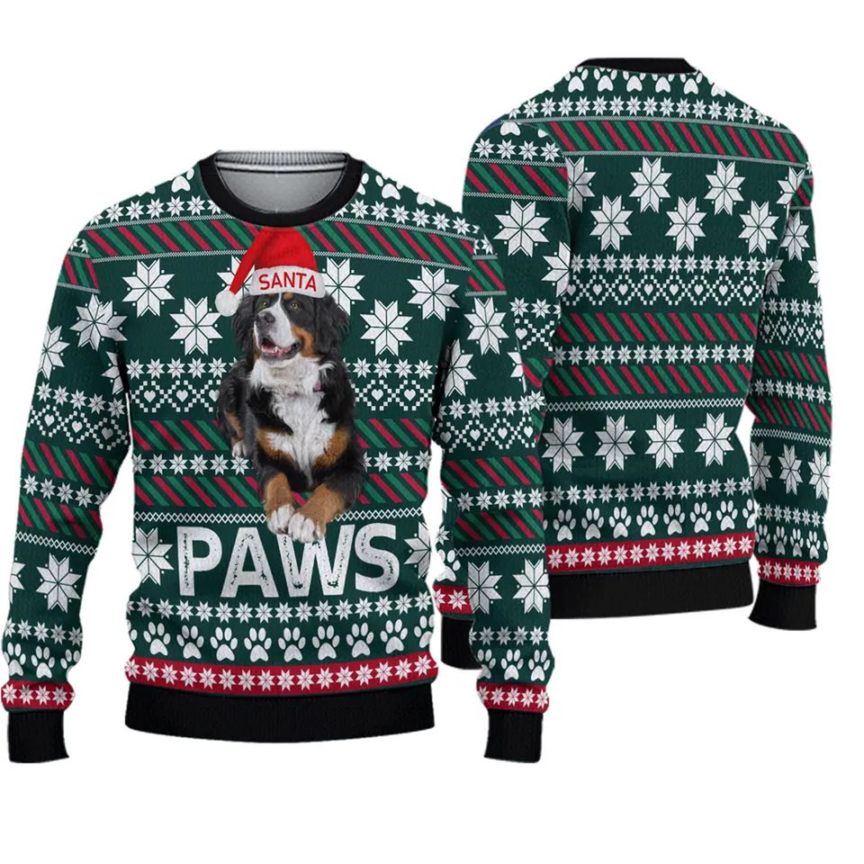 Bernese Mountain Dog Santa Printed Christmas 3D Sweater Mother Day Gift