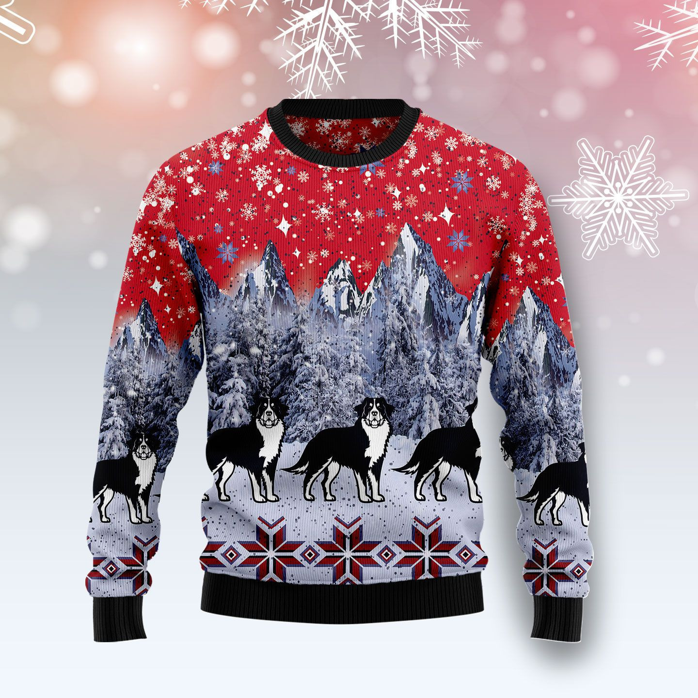Bernese Mountain Dog Snow Ugly Christmas Sweater Adult 3D Funny Matching for family