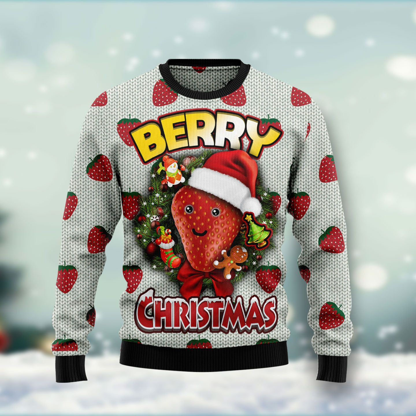 Berry Christmas Ugly Christmas Sweater Adult 3D Funny Matching for family