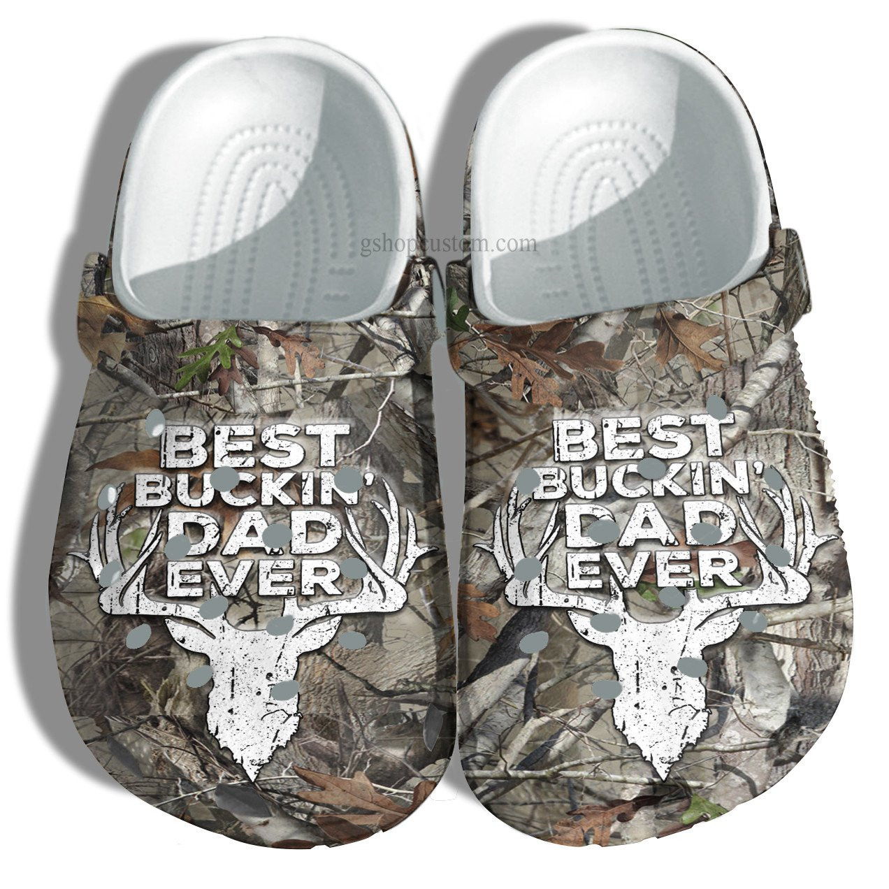 Best Buckin Dad Ever Deer Hunter Croc Shoes Gift Grandpa Father Day- Deer Hunting Camouflage Army Shoes