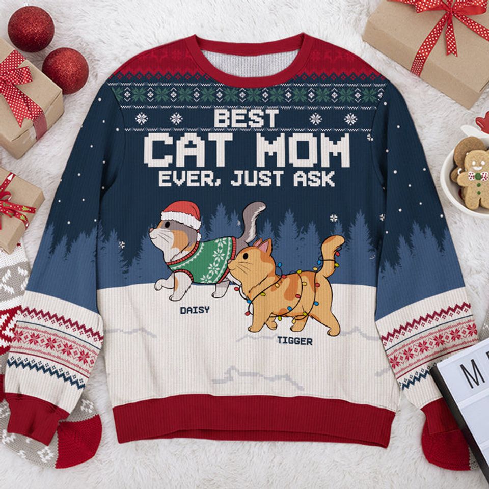 Best Cat Mom Cat Dad Ever - Custom Ugly Sweatshirt