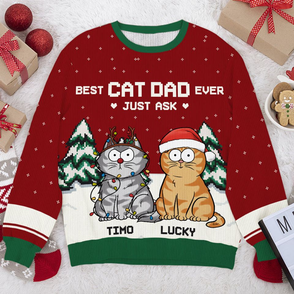 Best Cat Mom Ever - Cat Personalized Custom Ugly Sweatshirt - Christmas Gift For Pet Owners, Pet Lovers