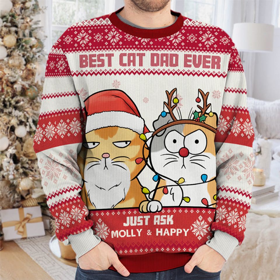 Best Cat Mum Ever - Cat Personalized Custom Ugly Sweatshirt - Image 2