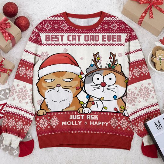 Best Cat Mum Ever - Cat Personalized Custom Ugly Sweatshirt - Image 4