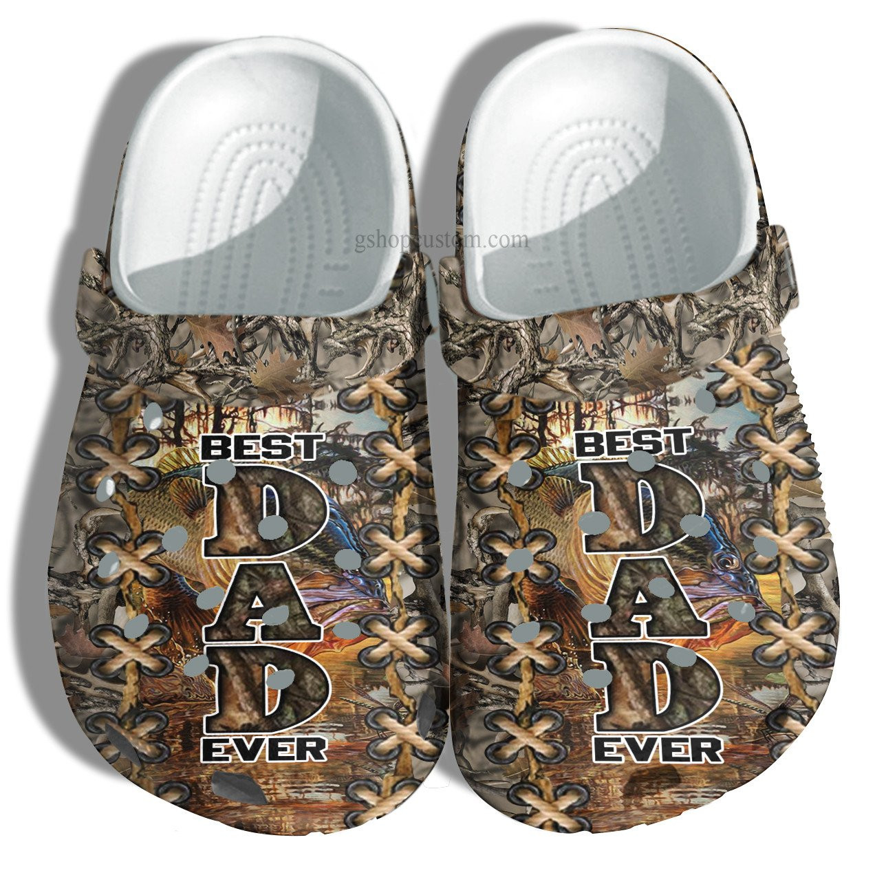 Best Dad Ever Fishing Camouflage Croc Shoes Gift Men Father Day- Fishing Camo Army Shoes For Son