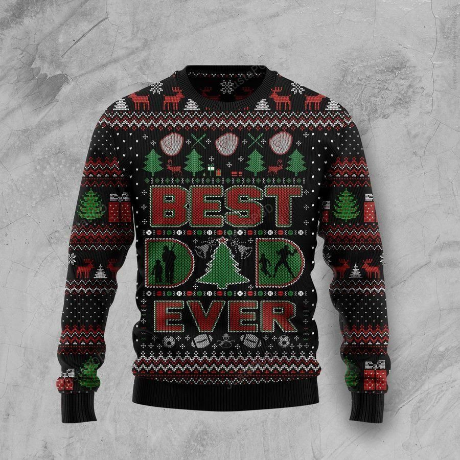 Best Dad Ever Ugly Christmas Sweater Adult 3D Funny Matching for family