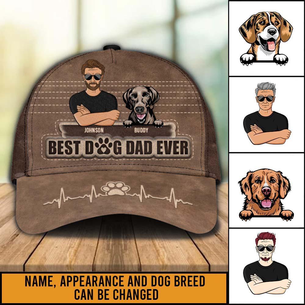 Best Dog Dad Ever Personalized Classic Cap, Personalized Gift for Dog Lovers, Dog Dad, Dog Mom Trucker Hats Custom Hats Gifts For Men & Women