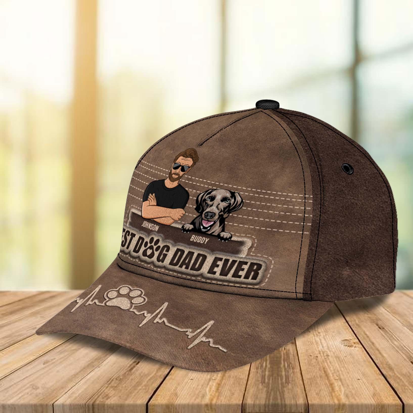 Best Dog Dad Ever Personalized Classic Cap, Personalized Gift for Dog Lovers, Dog Dad, Dog Mom Trucker Hats Custom Hats Gifts For Men & Women