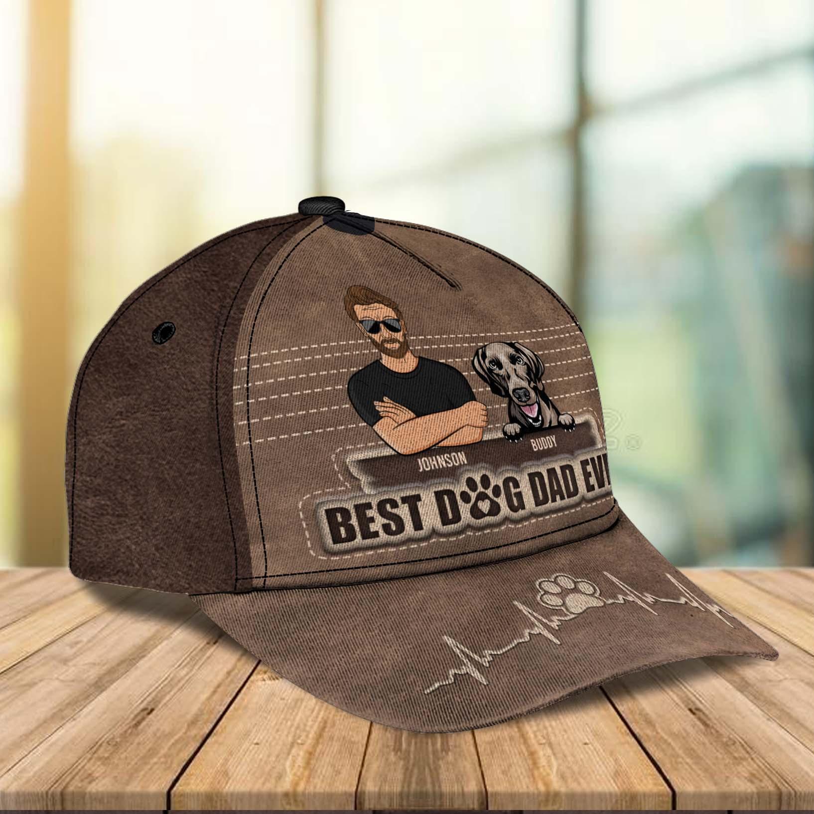 Best Dog Dad Ever Personalized Classic Cap, Personalized Gift for Dog Lovers, Dog Dad, Dog Mom Trucker Hats Custom Hats Gifts For Men & Women